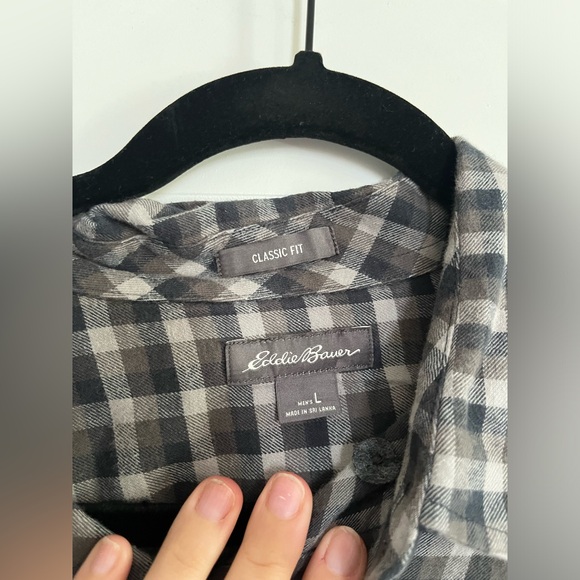 Men's Eddie Bauer Flannel Classic Fit Gray Size Large - Picture 2 of 3